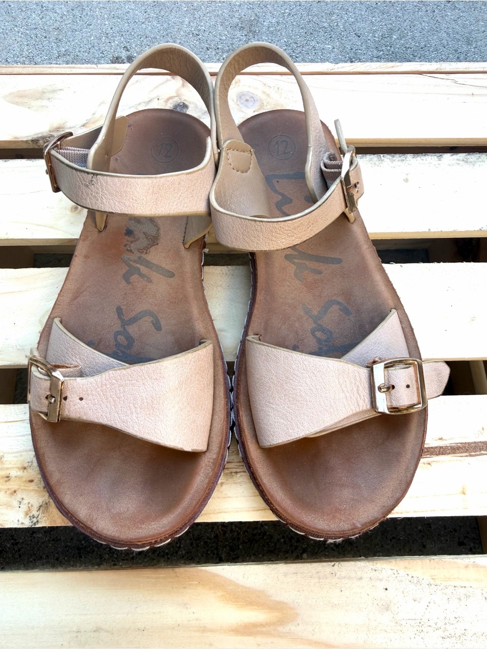 Link Soft Toddler Beige/Tan Buckle Strap Leather Sandals